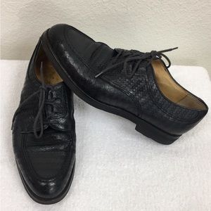 Tags Golf Mens Black Woven Leather Oxford Shoe Size 9 Classic Country Club Retro